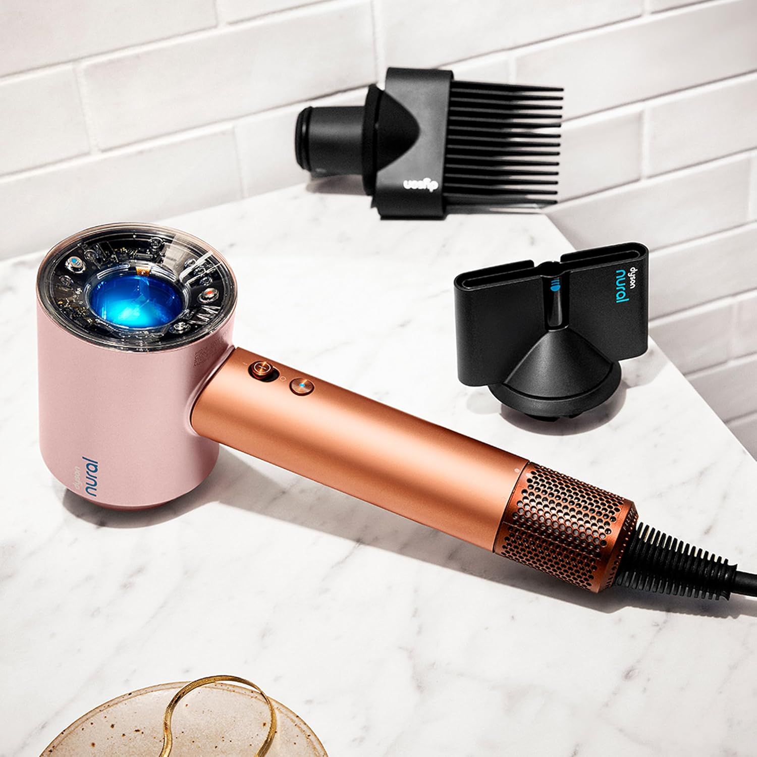 Dyson Supersonic Nural Hair Dryer with Wave+Curl diffuser, wide-tooth comb and styling concentrator attachments