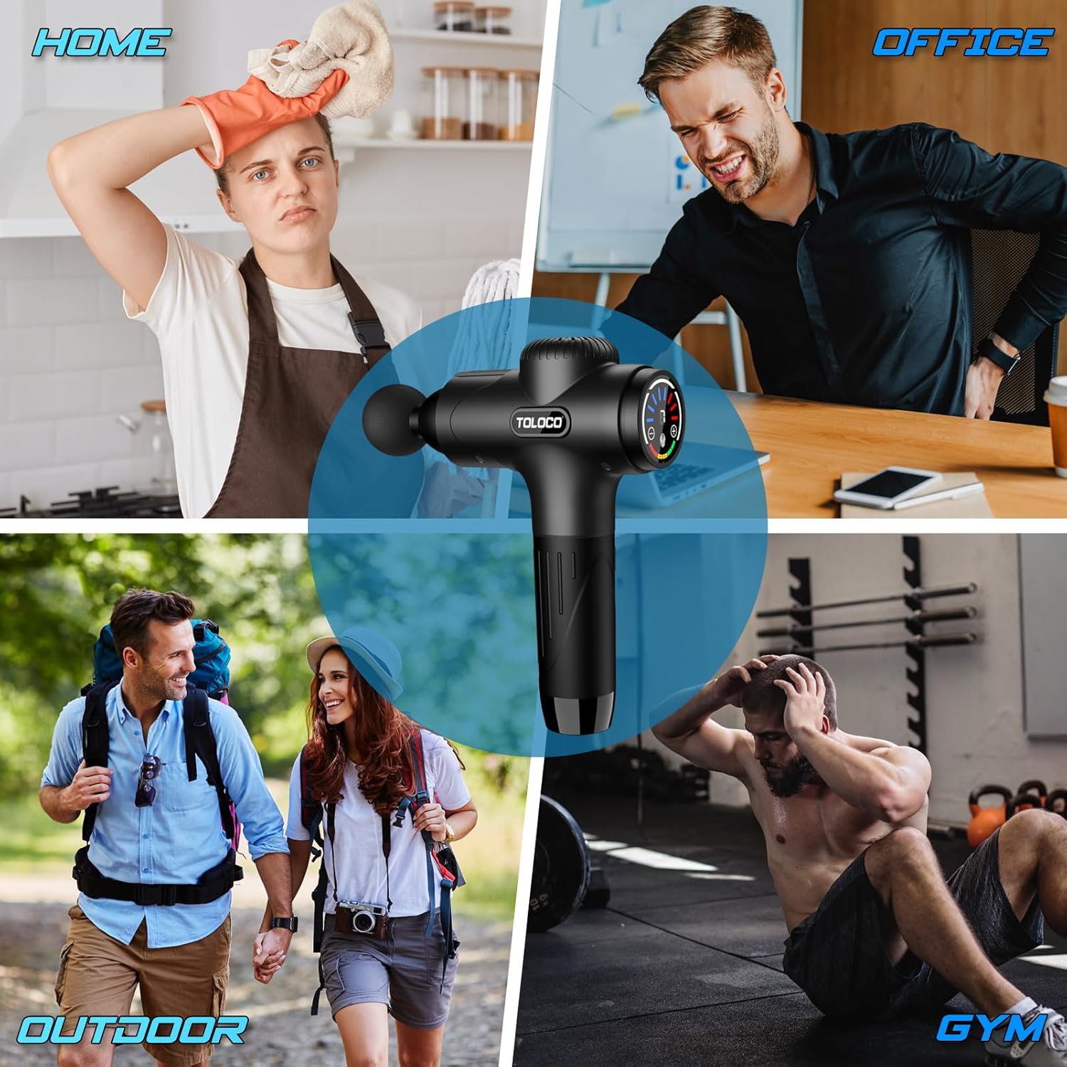 TOLOCO Massage Gun X8 — Quiet Percussion Massager with 10 Attachments for Deep-Tissue Relief, Athletic Recovery & Full-Body Use thumbnail 3